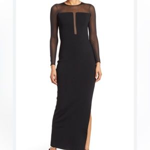 Reiss Sabrina sheer plunge knit maxi dress